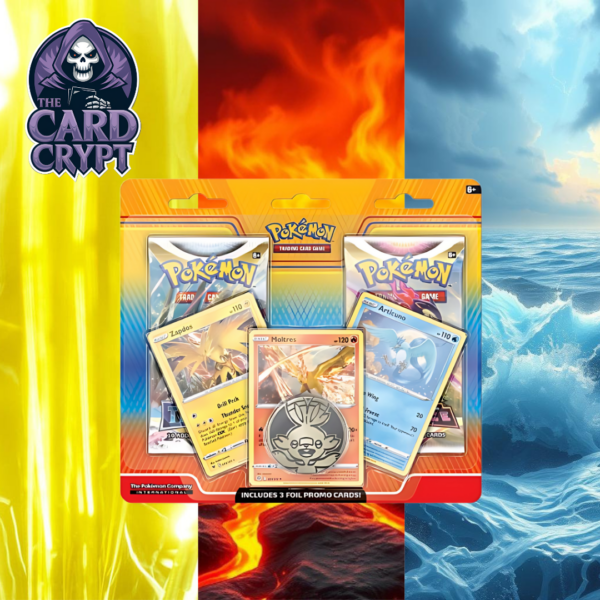 Pokémon: Articuno, Zapdos & Moltres Cards with 2 Booster Packs & Coin